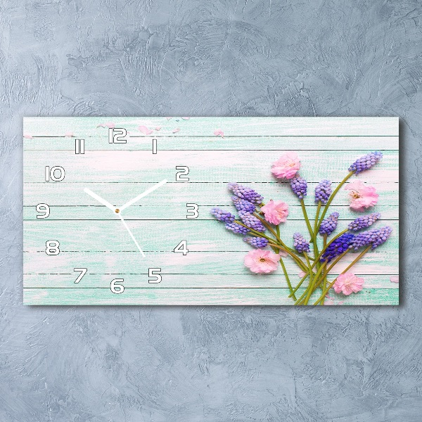 Orologio orizzontale con motivo di lavanda su stampa effetto legno