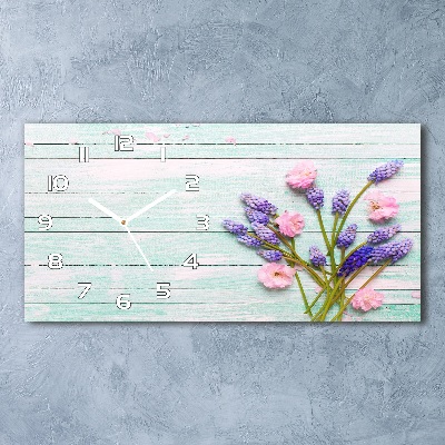 Orologio orizzontale con motivo di lavanda su stampa effetto legno