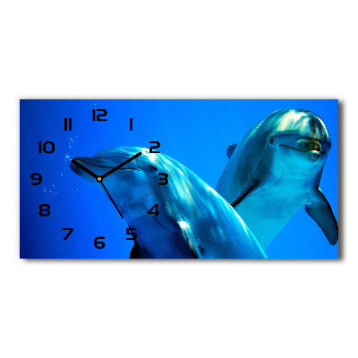 Orologio rettangolare con quadrante decorato da due delfini