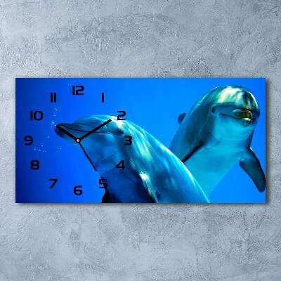 Orologio rettangolare con quadrante decorato da due delfini