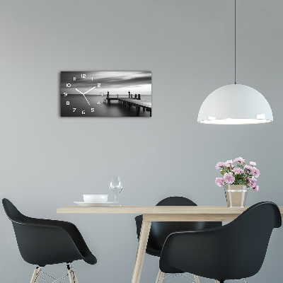 Orologio orizzontale con quadrante raffigurante il molo sul lago