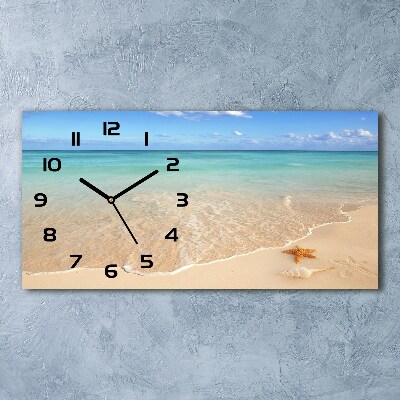 Orologio rettangolare con quadrante decorato con stelle marine su sfondo spiaggia