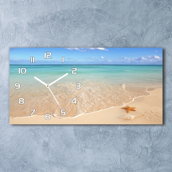 Orologio rettangolare con quadrante decorato con stelle marine su sfondo spiaggia