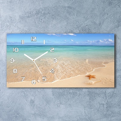 Orologio rettangolare con quadrante decorato con stelle marine su sfondo spiaggia