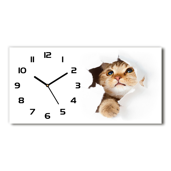 Orologio rettangolare con decorazione a motivo di gatto in una buca
