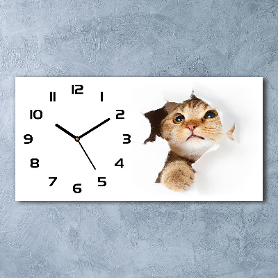 Orologio rettangolare con decorazione a motivo di gatto in una buca