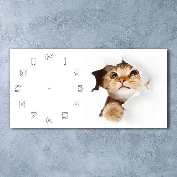 Orologio rettangolare con decorazione a motivo di gatto in una buca