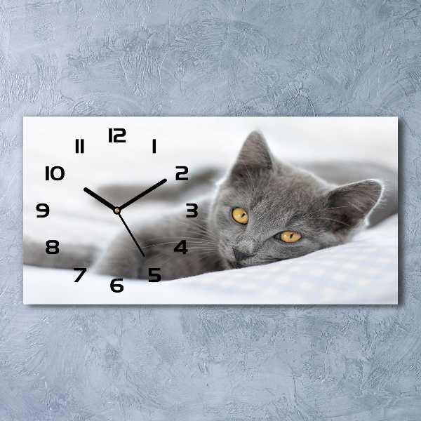 Orologio orizzontale con motivo di gatto grigio