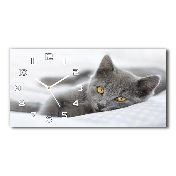 Orologio orizzontale con motivo di gatto grigio
