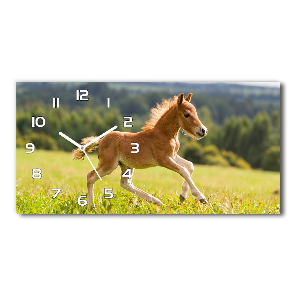 Orologio orizzontale con decorazione raffigurante un puledro al galoppo