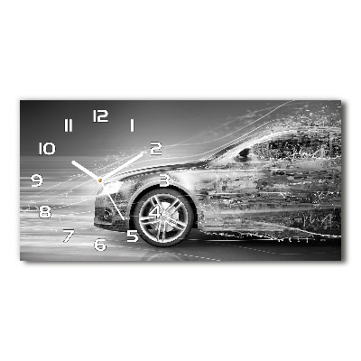 Orologio orizzontale con decorazione raffigurante un'auto in corsa