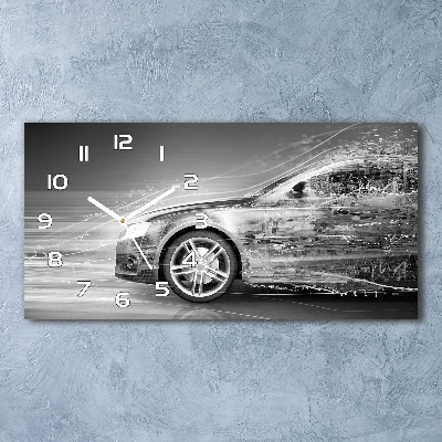 Orologio orizzontale con decorazione raffigurante un'auto in corsa