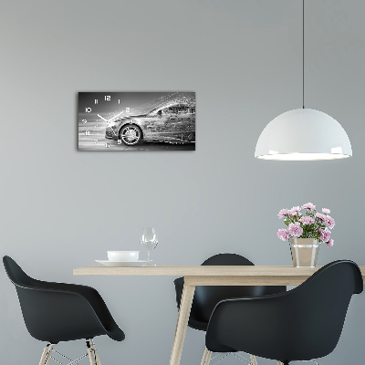 Orologio orizzontale con decorazione raffigurante un'auto in corsa