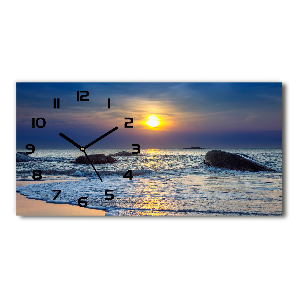 Orologio rettangolare con quadrante raffigurante il mare al tramonto