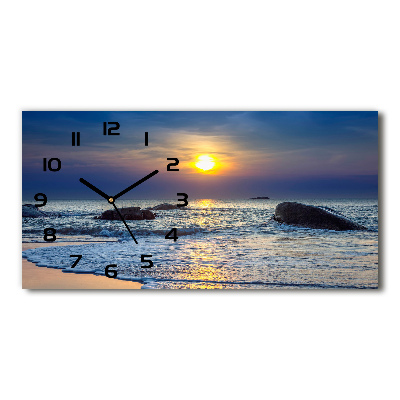 Orologio rettangolare con quadrante raffigurante il mare al tramonto