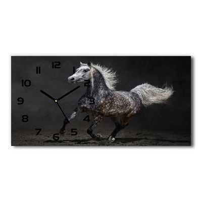 Orologio rettangolare con quadrante decorato da un cavallo arabo grigio