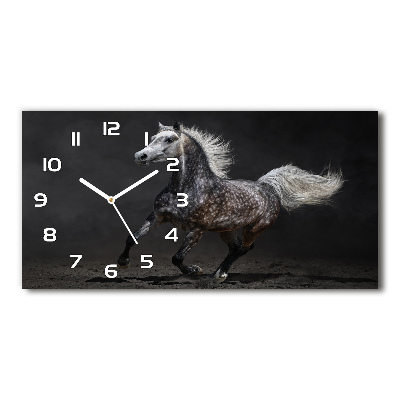 Orologio rettangolare con quadrante decorato da un cavallo arabo grigio