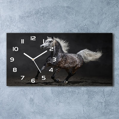 Orologio rettangolare con quadrante decorato da un cavallo arabo grigio