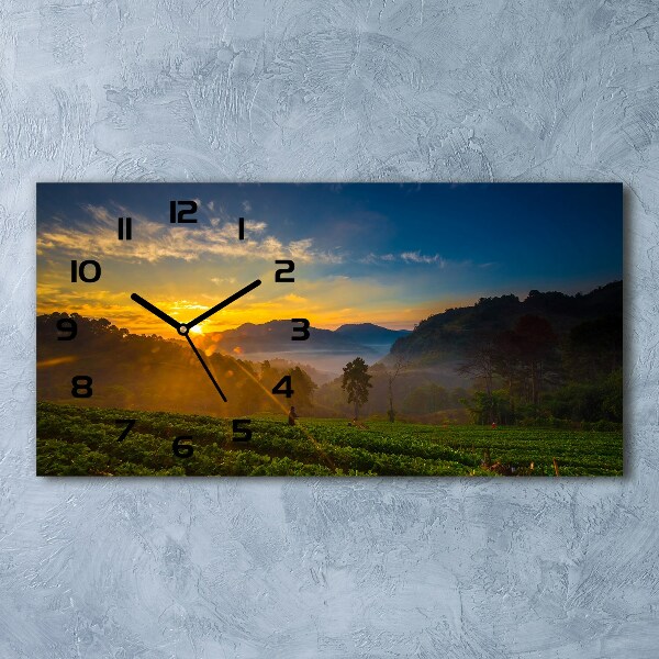 Orologio rettangolare con quadrante decorato con motivo 'Piantagione di tè'