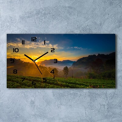 Orologio rettangolare con quadrante decorato con motivo 'Piantagione di tè'