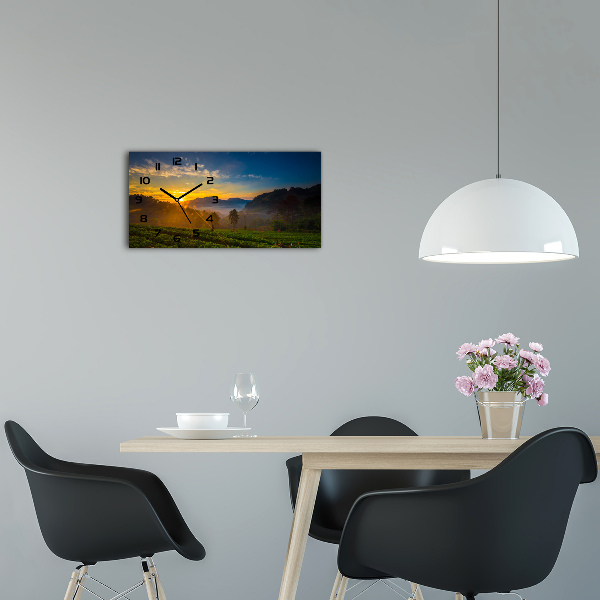 Orologio rettangolare con quadrante decorato con motivo 'Piantagione di tè'