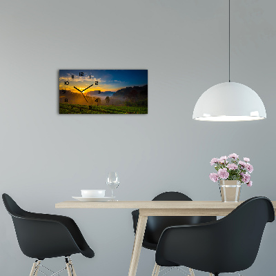 Orologio rettangolare con quadrante decorato con motivo 'Piantagione di tè'