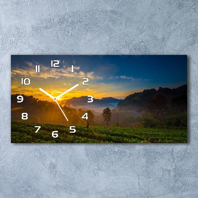 Orologio rettangolare con quadrante decorato con motivo 'Piantagione di tè'