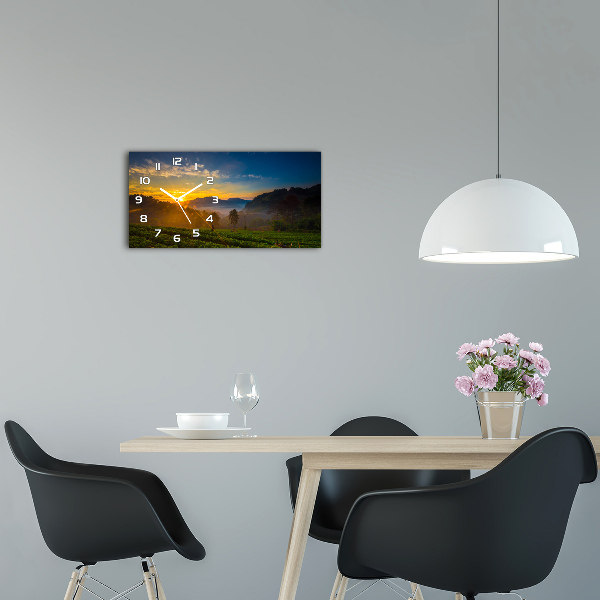 Orologio rettangolare con quadrante decorato con motivo 'Piantagione di tè'