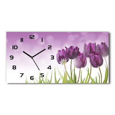 Orologio rettangolare con quadrante decorato da tulipani viola