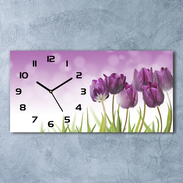 Orologio rettangolare con quadrante decorato da tulipani viola