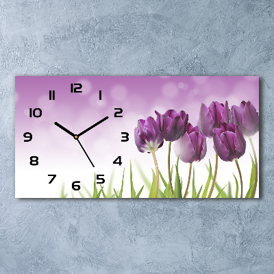 Orologio rettangolare con quadrante decorato da tulipani viola
