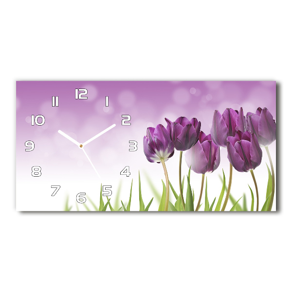 Orologio rettangolare con quadrante decorato da tulipani viola