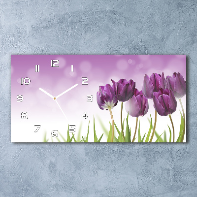 Orologio rettangolare con quadrante decorato da tulipani viola