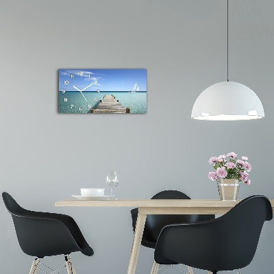 Orologio orizzontale con molo in legno