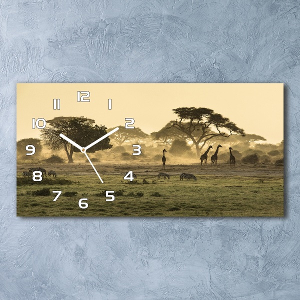 Orologio rettangolare con motivo giraffa nella savana