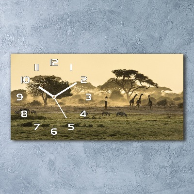 Orologio rettangolare con motivo giraffa nella savana