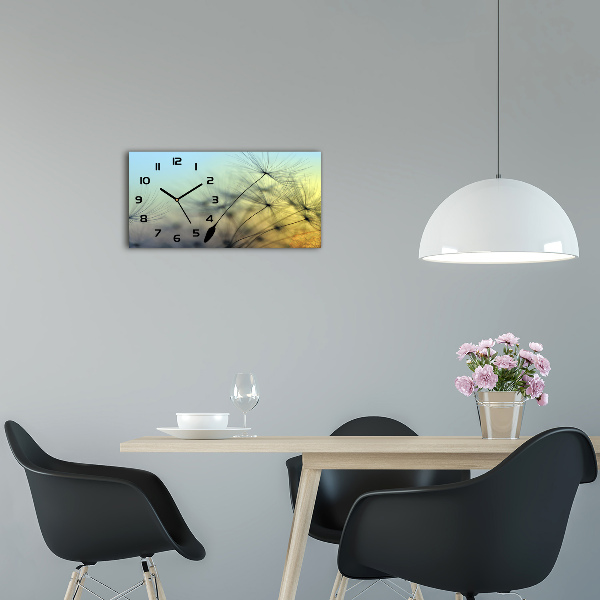 Orologio rettangolare con quadrante decorato da semi di tarassaco