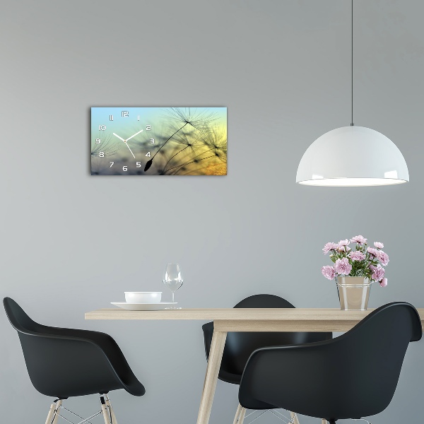 Orologio rettangolare con quadrante decorato da semi di tarassaco