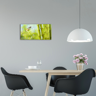 Orologio rettangolare con quadrante in bambù e motivo a farfalla