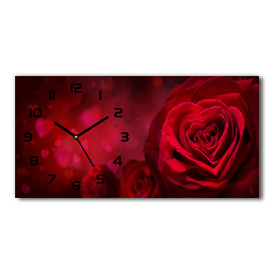 Orologio orizzontale con motivo cuore in rosa rossa
