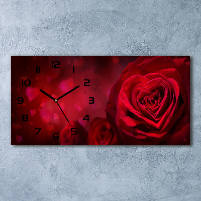 Orologio orizzontale con motivo cuore in rosa rossa