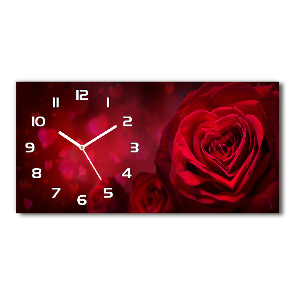 Orologio orizzontale con motivo cuore in rosa rossa