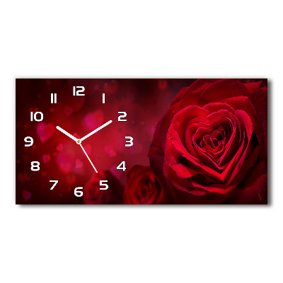 Orologio orizzontale con motivo cuore in rosa rossa