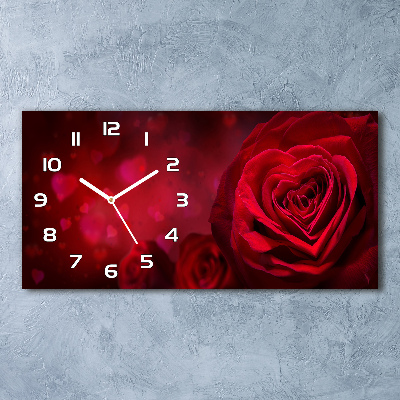 Orologio orizzontale con motivo cuore in rosa rossa