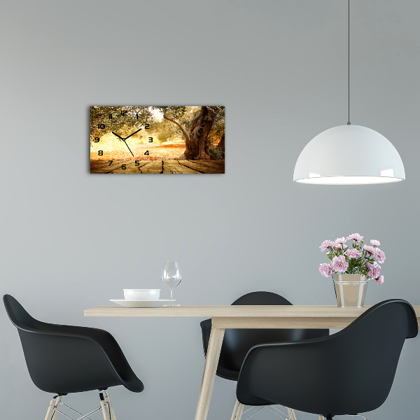 Orologio rettangolare con quadrante in legno d'olivo