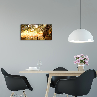 Orologio rettangolare con quadrante in legno d'olivo