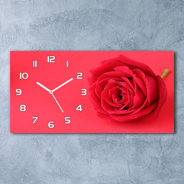 Orologio orizzontale con motivo di rosa rossa