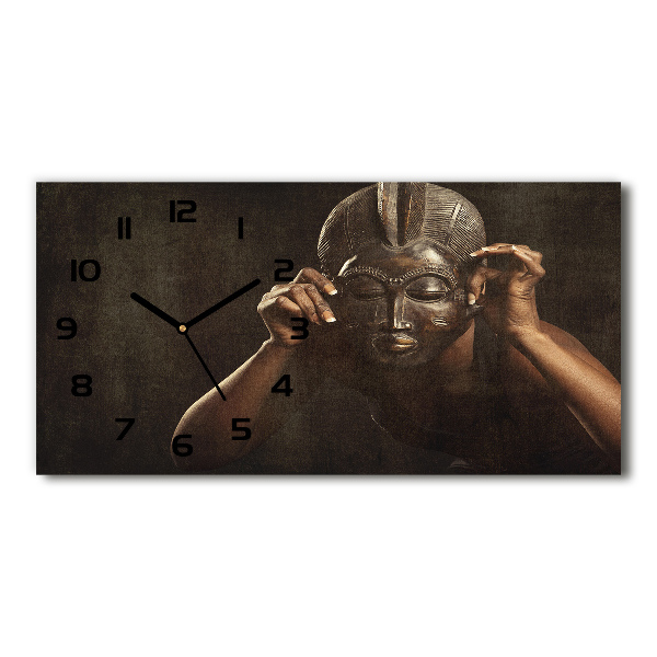 Orologio rettangolare con quadrante decorato con motivo di maschera africana