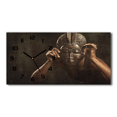 Orologio rettangolare con quadrante decorato con motivo di maschera africana