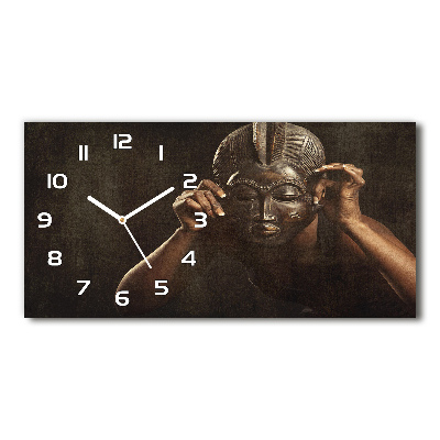 Orologio rettangolare con quadrante decorato con motivo di maschera africana